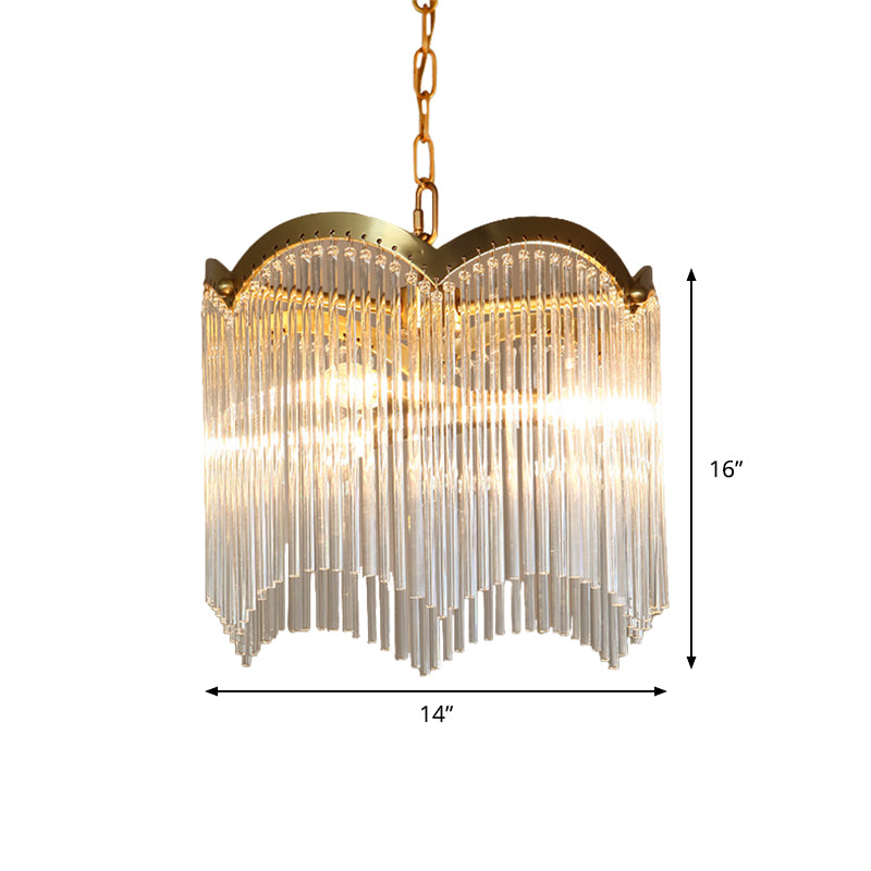 3/6 Heads Kitchen Hanging Chandelier Modern Gold Ceiling Lamp with Circular Crystal Rod Shade Clearhalo 'Ceiling Lights' 'Chandeliers' 'Modern Chandeliers' 'Modern' Lighting' 1933545