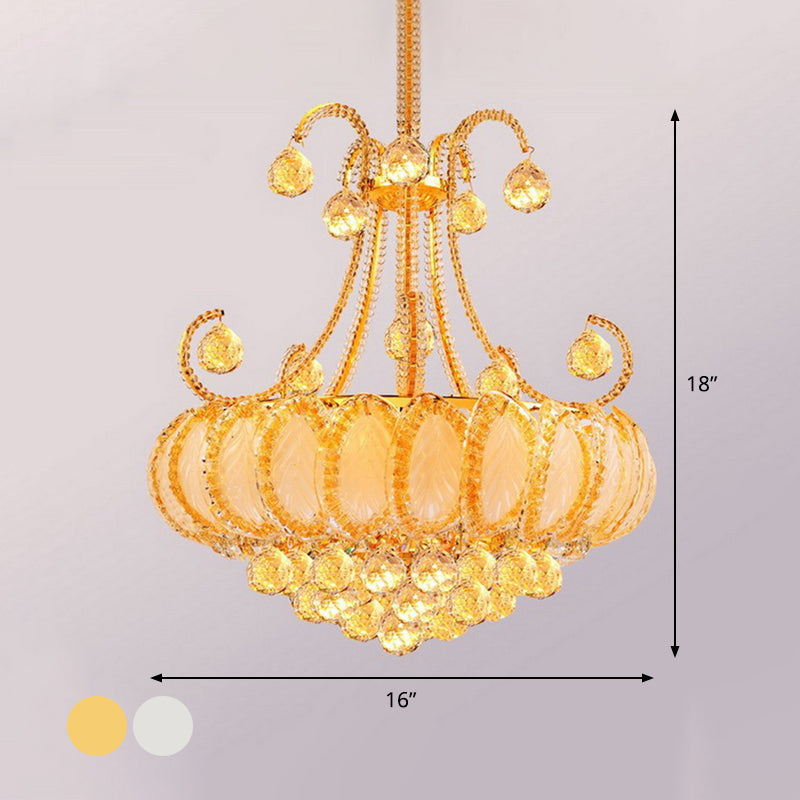 Modernist Waterfall Chandelier Clear Crystal Orb 5-Head Living Room Pendant Light Fixture in Chrome/Gold Clearhalo 'Ceiling Lights' 'Chandeliers' 'Modern Chandeliers' 'Modern' Lighting' 1933550