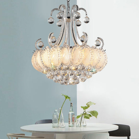Modernist Waterfall Chandelier Clear Crystal Orb 5-Head Living Room Pendant Light Fixture in Chrome/Gold Chrome Clearhalo 'Ceiling Lights' 'Chandeliers' 'Modern Chandeliers' 'Modern' Lighting' 1933551