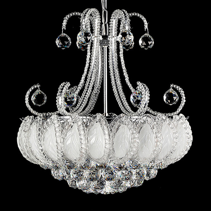 Modernist Waterfall Chandelier Clear Crystal Orb 5-Head Living Room Pendant Light Fixture in Chrome/Gold Clearhalo 'Ceiling Lights' 'Chandeliers' 'Modern Chandeliers' 'Modern' Lighting' 1933553