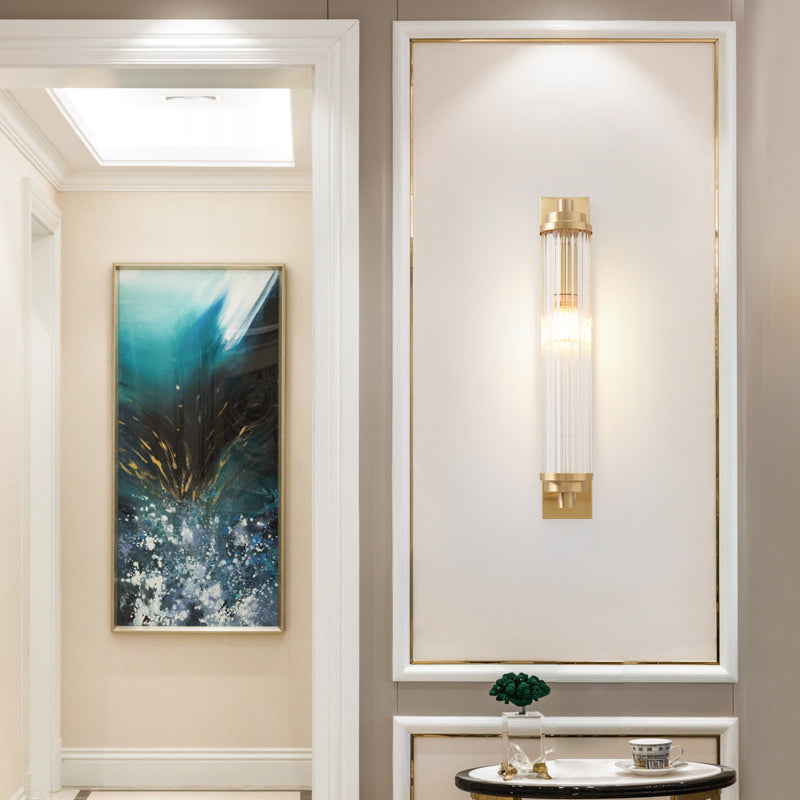 Cylinder Living Room Wall Light Fixture Clear Crystal Pipes LED Contemporary Wall Lighting Clearhalo 'Modern wall lights' 'Modern' 'Wall Lamps & Sconces' 'Wall Lights' Lighting' 1933554