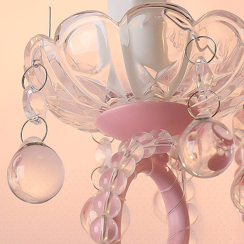 Metallic Scroll Arm Wall Lamp Modernist 1/2 Lights Wall Light with Crystal Orb Deco in Pink Clearhalo 'Modern wall lights' 'Modern' 'Wall Lamps & Sconces' 'Wall Lights' Lighting' 1933572