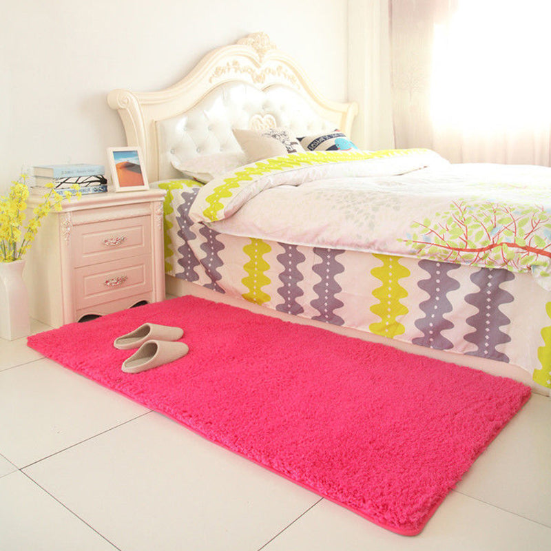 Contemporary Solid Color Rug Grey and Red Sherpa Rug Machine Washable Non-Slip Area Rug for Bedroom Pink Clearhalo 'Area Rug' 'Casual' 'Rugs' Rug' 1933643