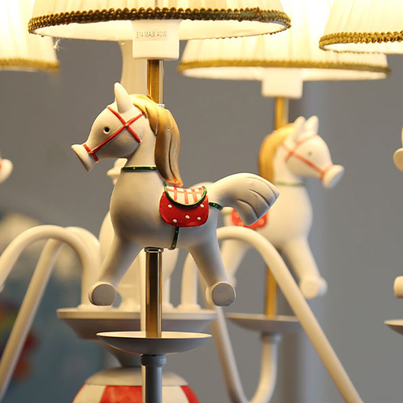 5 Lights Horse Pendant Lamp Contemporary Metal Chandelier for Baby Bedroom Clearhalo 'Ceiling Lights' 'Chandeliers' Lighting' options 193365