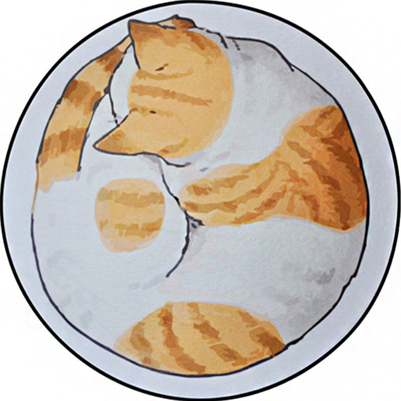 Kids Child's Room Rug in Yellow and Grey Animal Sleeping Cat Print Rug Polyester Non-Slip Area Rug Clearhalo 'Area Rug' 'Rug' 1933662