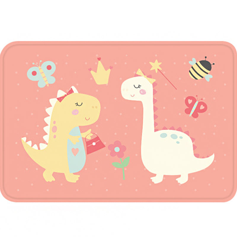 Cute Kids Rug in Pink and White Animal Dinosaur Butterfly Bee Pattern ...