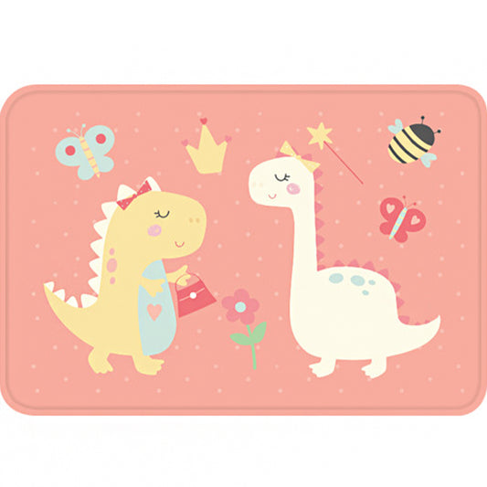 Cute Kids Rug in Pink and White Animal Dinosaur Butterfly Bee Pattern Rug Polyester Washable Carpet for Children's Room Clearhalo 'Area Rug' 'Rug' 1933670