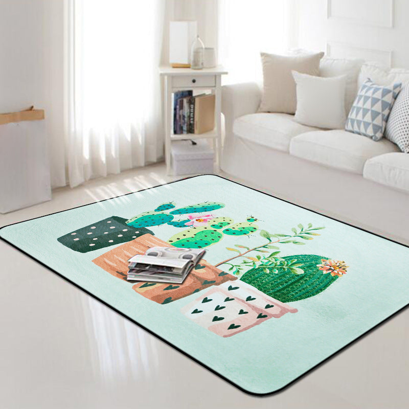 Kids Child's Room Rug in Pink and Green Botanical Cactus Print Rug Polyester Stain-Resistant Area Rug Green Clearhalo 'Area Rug' 'Rug' 1933676
