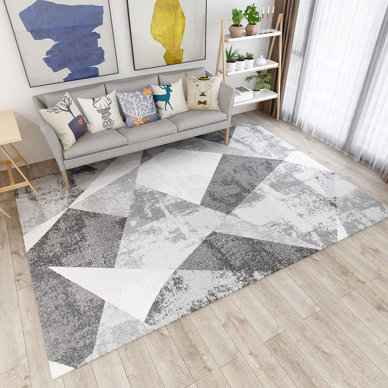Scandinavian Modern Rug in Grey and Black Abstract Geometry Pattern Rug Polyester Non-Slip Carpet for Home Decoration Grey Clearhalo 'Area Rug' 'Modern' 'Rugs' Rug' 1933708