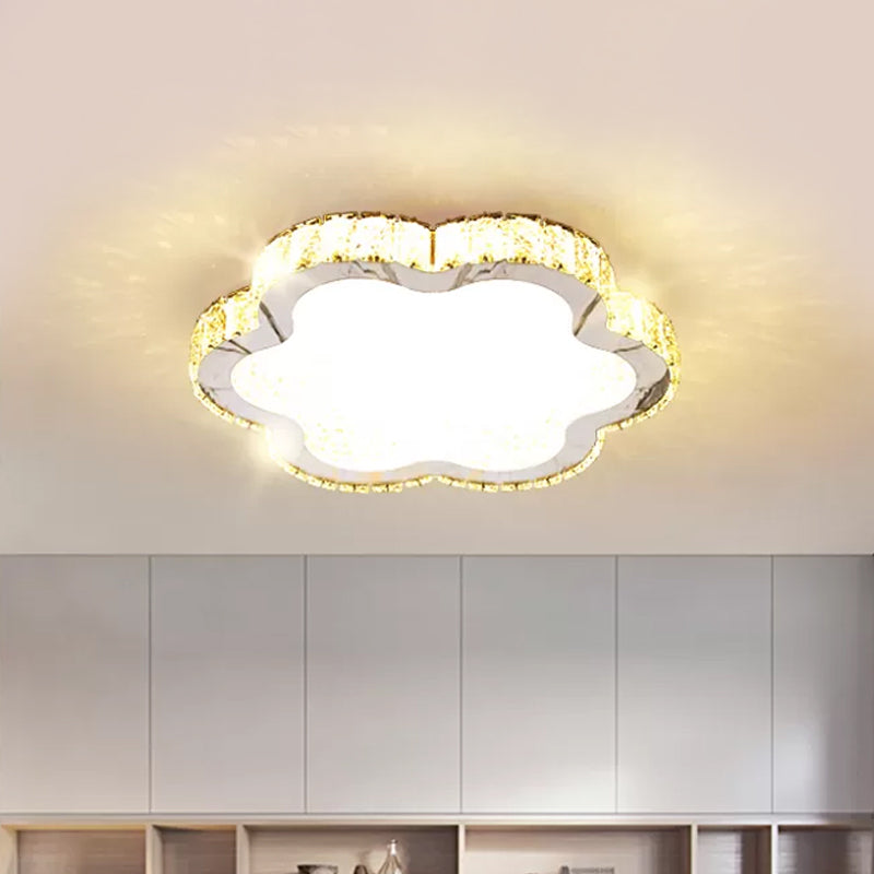 Modern Style Petal Flush Ceiling Light Clear Crystal LED Porch Lighting Fixture in Stainless-Steel Clearhalo 'Ceiling Lights' 'Close To Ceiling Lights' 'Close to ceiling' 'Flush mount' Lighting' 1933808