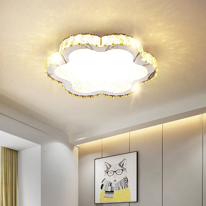 Modern Style Petal Flush Ceiling Light Clear Crystal LED Porch Lighting Fixture in Stainless-Steel Clearhalo 'Ceiling Lights' 'Close To Ceiling Lights' 'Close to ceiling' 'Flush mount' Lighting' 1933809