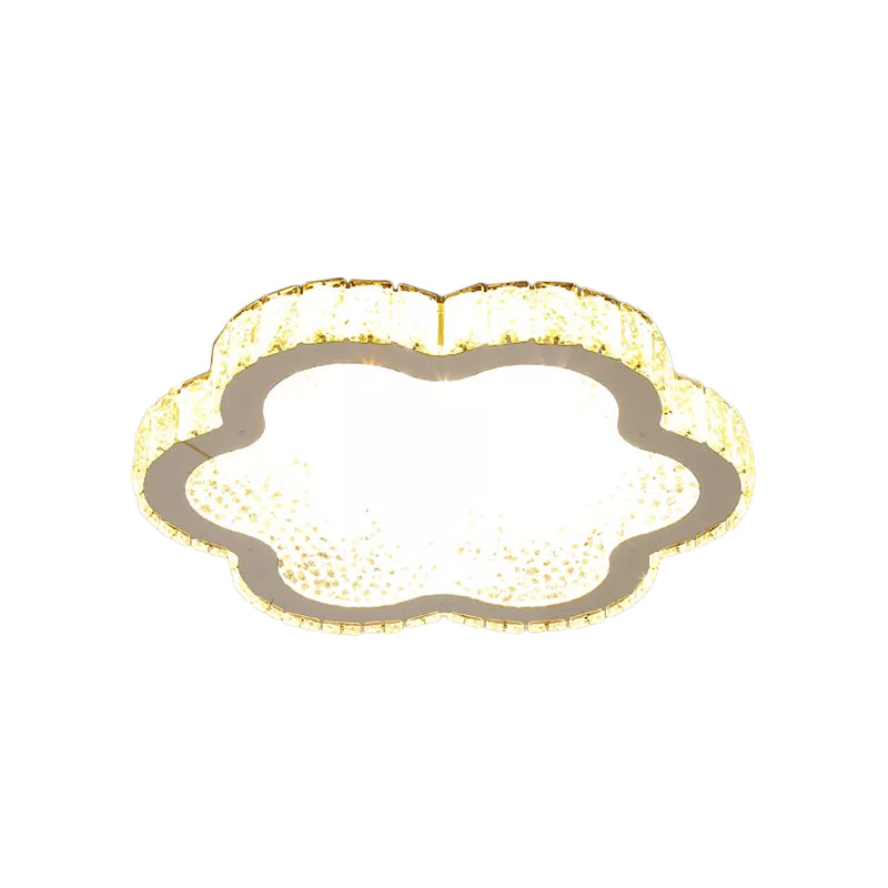 Modern Style Petal Flush Ceiling Light Clear Crystal LED Porch Lighting Fixture in Stainless-Steel Clearhalo 'Ceiling Lights' 'Close To Ceiling Lights' 'Close to ceiling' 'Flush mount' Lighting' 1933810