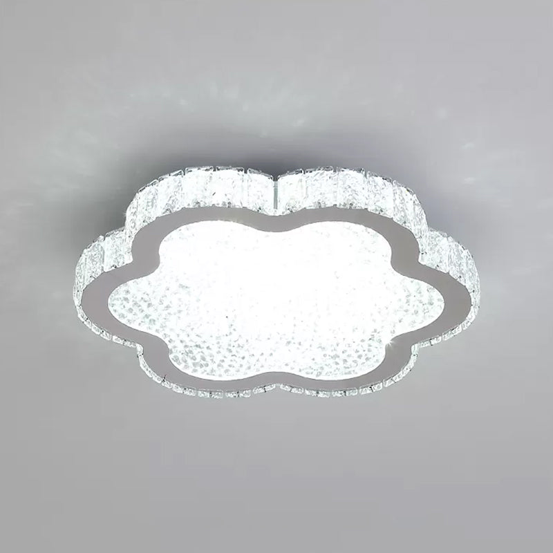 Modern Style Petal Flush Ceiling Light Clear Crystal LED Porch Lighting Fixture in Stainless-Steel Clearhalo 'Ceiling Lights' 'Close To Ceiling Lights' 'Close to ceiling' 'Flush mount' Lighting' 1933811