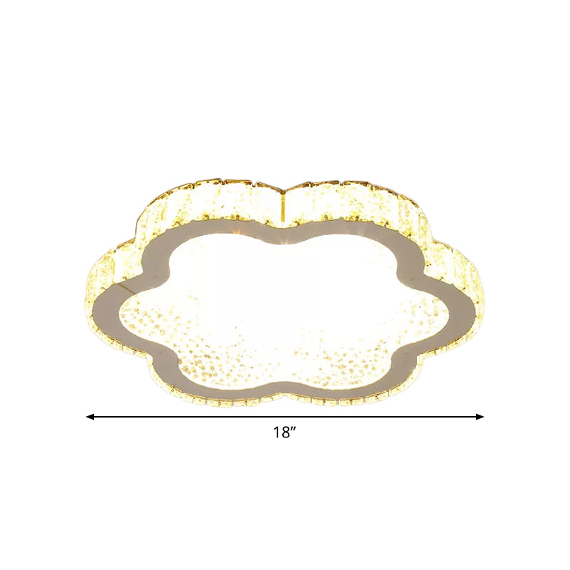 Modern Style Petal Flush Ceiling Light Clear Crystal LED Porch Lighting Fixture in Stainless-Steel Clearhalo 'Ceiling Lights' 'Close To Ceiling Lights' 'Close to ceiling' 'Flush mount' Lighting' 1933812