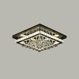 Square Close to Ceiling Lamp Simplicity Crystal Block and Orbs Sleeping Room LED Semi Flush in Chrome Clearhalo 'Ceiling Lights' 'Close To Ceiling Lights' 'Close to ceiling' 'Semi-flushmount' Lighting' 1933859