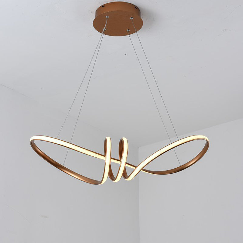 Minimal LED Pendant Lamp Gold/Coffee 8-Shaped Hanging Chandelier with Acrylic Shade, Warm/White Light Clearhalo 'Ceiling Lights' 'Chandeliers' 'Modern Chandeliers' 'Modern' Lighting' 1933886
