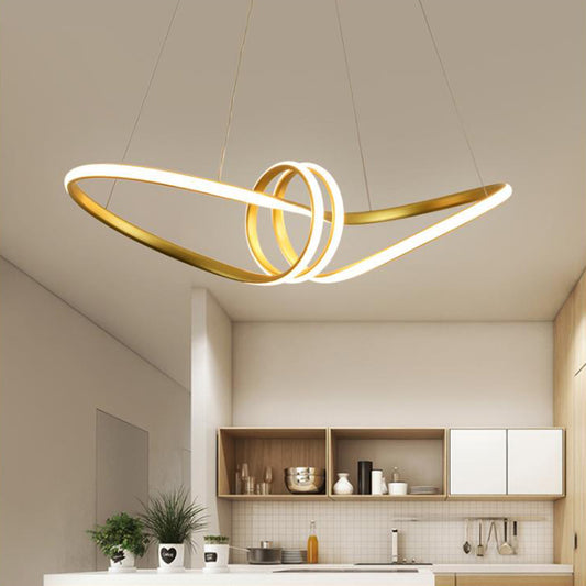 Minimal LED Pendant Lamp Gold/Coffee 8-Shaped Hanging Chandelier with Acrylic Shade, Warm/White Light Gold Clearhalo 'Ceiling Lights' 'Chandeliers' 'Modern Chandeliers' 'Modern' Lighting' 1933890