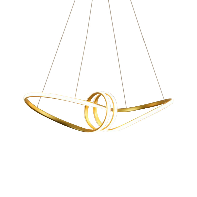 Minimal LED Pendant Lamp Gold/Coffee 8-Shaped Hanging Chandelier with Acrylic Shade, Warm/White Light Clearhalo 'Ceiling Lights' 'Chandeliers' 'Modern Chandeliers' 'Modern' Lighting' 1933892