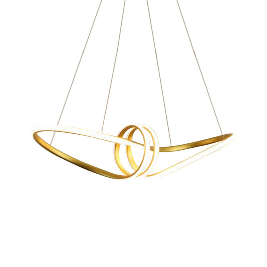 Minimal LED Pendant Lamp Gold/Coffee 8-Shaped Hanging Chandelier with Acrylic Shade, Warm/White Light Clearhalo 'Ceiling Lights' 'Chandeliers' 'Modern Chandeliers' 'Modern' Lighting' 1933892