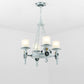 Anchor Suspension Light Modernism Resin 4 Lights Blue Pendant Chandelier with Cylindrical Dimpled Glass Shade Clearhalo 'Ceiling Lights' 'Chandeliers' Lighting' options 1933914