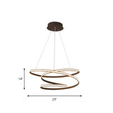 Iron Screwy Circle Drop Lamp Simplicity LED Chandelier Lighting Fixture in Coffee, Warm/White Light Clearhalo 'Ceiling Lights' 'Chandeliers' 'Modern Chandeliers' 'Modern' Lighting' 1933926