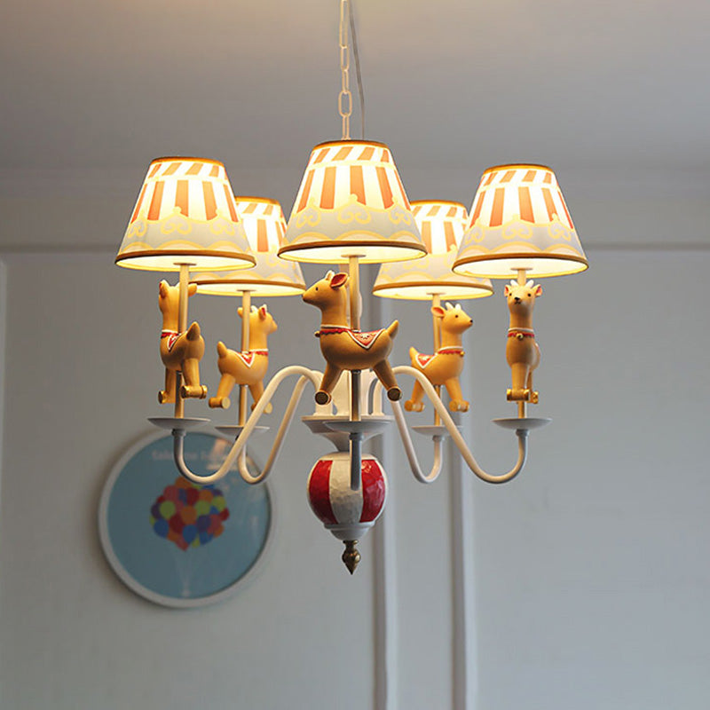 Cartoon Round-go-merry Chandelier Metal 5 Lights Hanging Light for Kindergarten Pink Clearhalo 'Ceiling Lights' 'Chandeliers' Lighting' options 193392_8cb973ae-4447-44be-adaf-703706f32a48