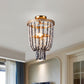 Basket Dining Room Flush Lighting Antiqued Metal 2 Lights Brass Flushmount with Stone Chain Clearhalo 'Ceiling Lights' 'Close To Ceiling Lights' 'Close to ceiling' 'Flush mount' Lighting' 1933982