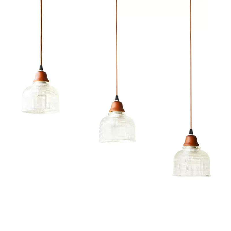 3 Heads Prismatic Glass Island Light Modern Red Brown Conical/Round Suspension Pendant Clearhalo 'Ceiling Lights' 'Glass shade' 'Glass' 'Pendant Lights' 'Pendants' Lighting' 1934099