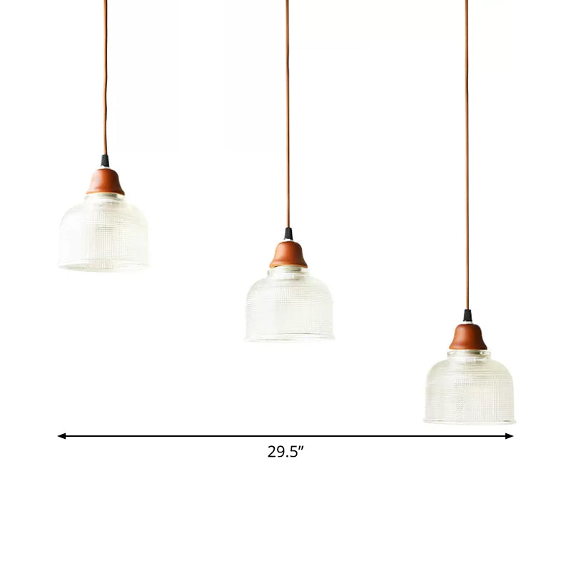 3 Heads Prismatic Glass Island Light Modern Red Brown Conical/Round Suspension Pendant Clearhalo 'Ceiling Lights' 'Glass shade' 'Glass' 'Pendant Lights' 'Pendants' Lighting' 1934100