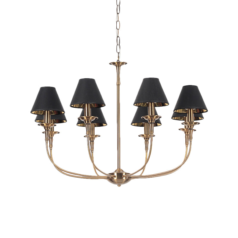 Fabric Tapered Chandelier Pendant Contemporary 3/4/6 Heads Black and Gold Hanging Ceiling Light Clearhalo 'Ceiling Lights' 'Chandeliers' Lighting' options 1934142
