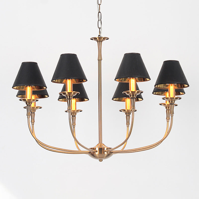 Fabric Tapered Chandelier Pendant Contemporary 3/4/6 Heads Black and Gold Hanging Ceiling Light Clearhalo 'Ceiling Lights' 'Chandeliers' Lighting' options 1934143