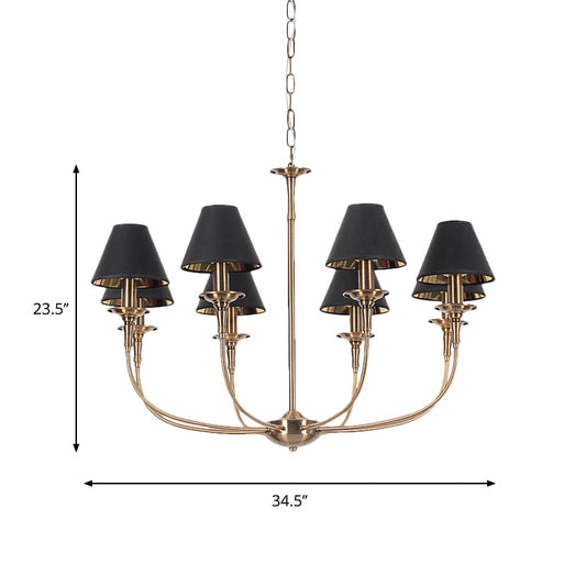 Fabric Tapered Chandelier Pendant Contemporary 3/4/6 Heads Black and Gold Hanging Ceiling Light Clearhalo 'Ceiling Lights' 'Chandeliers' Lighting' options 1934144