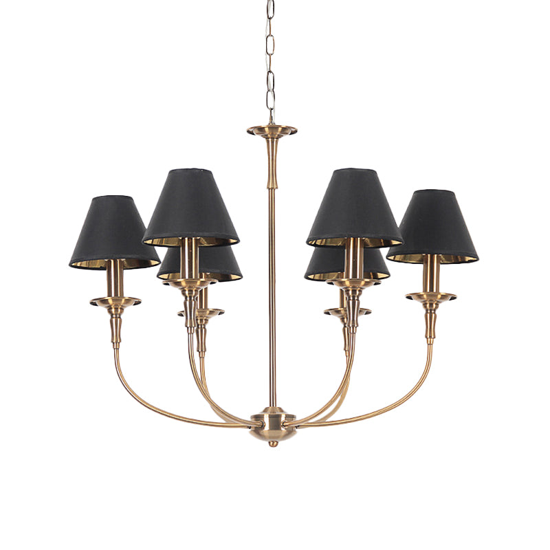 Fabric Tapered Chandelier Pendant Contemporary 3/4/6 Heads Black and Gold Hanging Ceiling Light Clearhalo 'Ceiling Lights' 'Chandeliers' Lighting' options 1934146