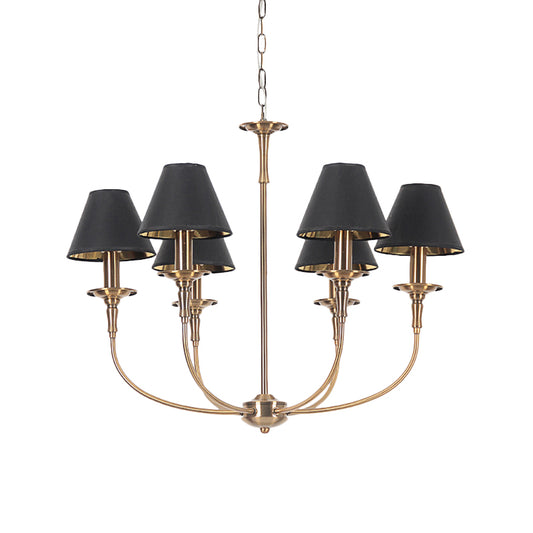 Fabric Tapered Chandelier Pendant Contemporary 3/4/6 Heads Black and Gold Hanging Ceiling Light Clearhalo 'Ceiling Lights' 'Chandeliers' Lighting' options 1934146