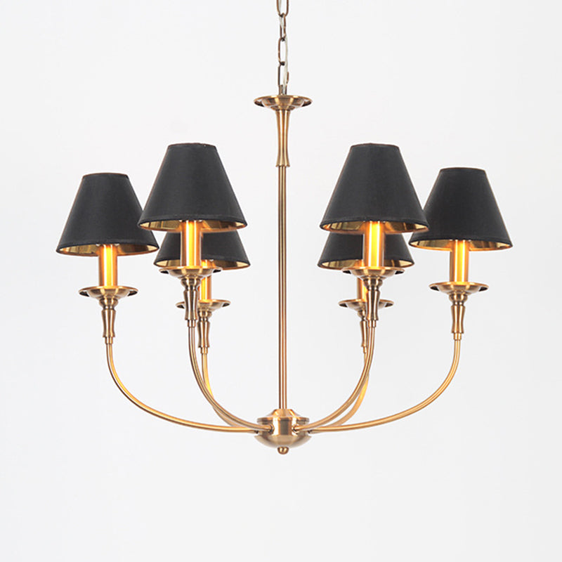 Fabric Tapered Chandelier Pendant Contemporary 3/4/6 Heads Black and Gold Hanging Ceiling Light Clearhalo 'Ceiling Lights' 'Chandeliers' Lighting' options 1934147