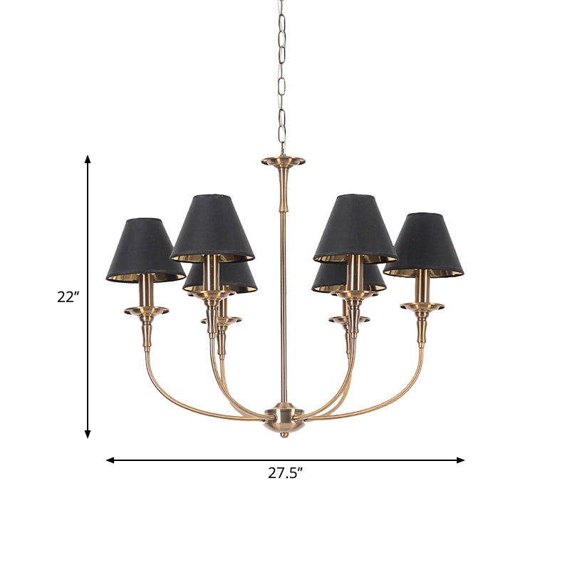 Fabric Tapered Chandelier Pendant Contemporary 3/4/6 Heads Black and Gold Hanging Ceiling Light Clearhalo 'Ceiling Lights' 'Chandeliers' Lighting' options 1934148