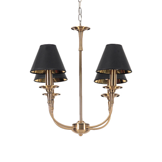 Fabric Tapered Chandelier Pendant Contemporary 3/4/6 Heads Black and Gold Hanging Ceiling Light Clearhalo 'Ceiling Lights' 'Chandeliers' Lighting' options 1934150