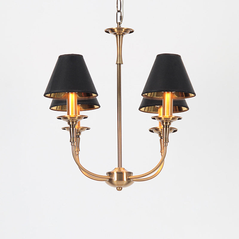 Fabric Tapered Chandelier Pendant Contemporary 3/4/6 Heads Black and Gold Hanging Ceiling Light Clearhalo 'Ceiling Lights' 'Chandeliers' Lighting' options 1934151