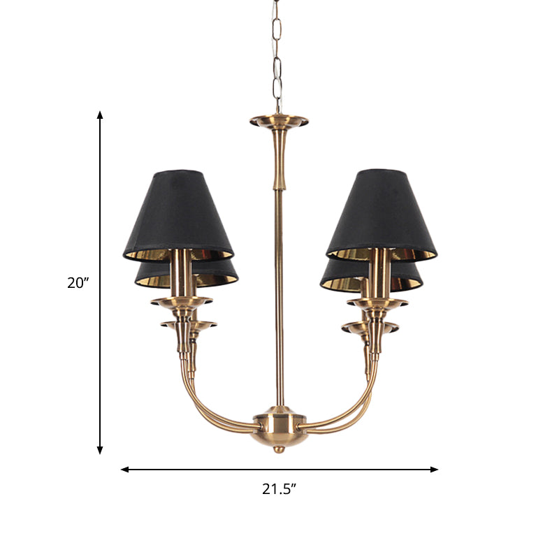 Fabric Tapered Chandelier Pendant Contemporary 3/4/6 Heads Black and Gold Hanging Ceiling Light Clearhalo 'Ceiling Lights' 'Chandeliers' Lighting' options 1934152