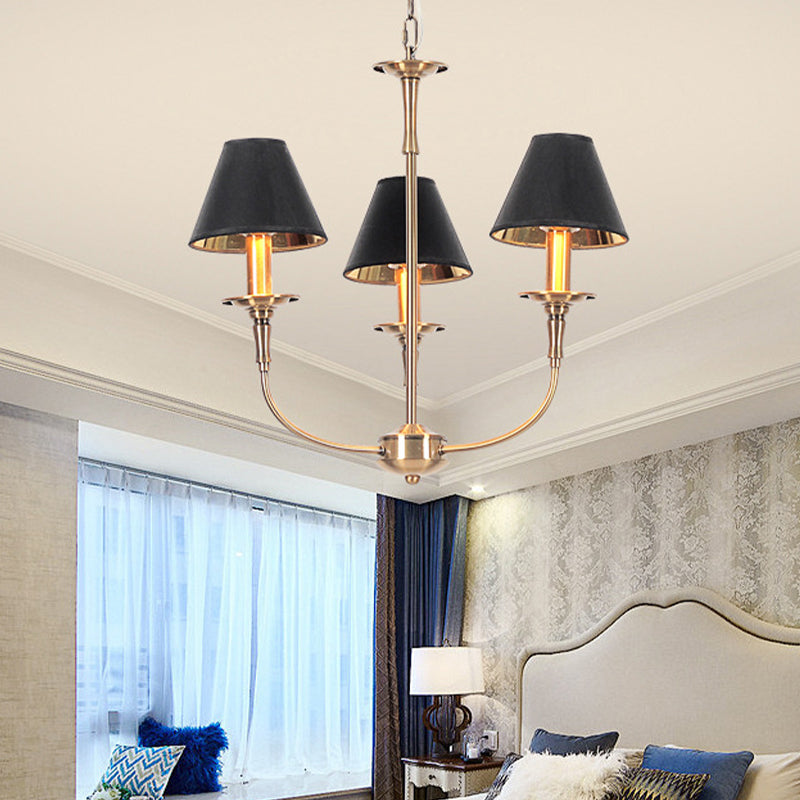 Fabric Tapered Chandelier Pendant Contemporary 3/4/6 Heads Black and Gold Hanging Ceiling Light Clearhalo 'Ceiling Lights' 'Chandeliers' Lighting' options 1934153