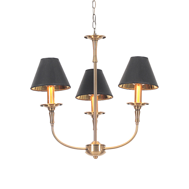 Fabric Tapered Chandelier Pendant Contemporary 3/4/6 Heads Black and Gold Hanging Ceiling Light Clearhalo 'Ceiling Lights' 'Chandeliers' Lighting' options 1934154