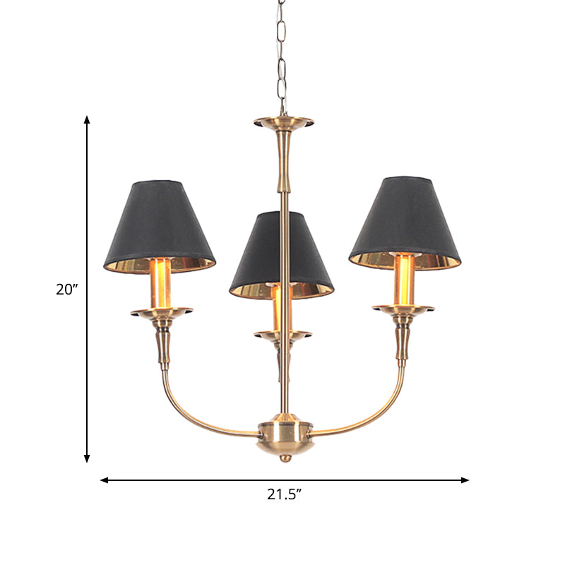 Fabric Tapered Chandelier Pendant Contemporary 3/4/6 Heads Black and Gold Hanging Ceiling Light Clearhalo 'Ceiling Lights' 'Chandeliers' Lighting' options 1934155