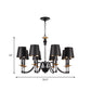 3/5/6 Lights Linen Chandelier Traditional Black Conical Living Room Suspended Lighting Fixture Clearhalo 'Ceiling Lights' 'Chandeliers' Lighting' options 1934159