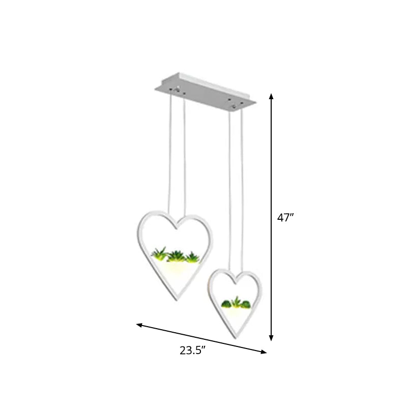 Loving Heart Metal Cluster Pendant Simple 2/3 Heads Dining Room LED Plant Ceiling Light in White Clearhalo 'Art Deco Pendants' 'Cast Iron' 'Ceiling Lights' 'Ceramic' 'Crystal' 'Industrial Pendants' 'Industrial' 'Metal' 'Middle Century Pendants' 'Pendant Lights' 'Pendants' 'Tiffany' Lighting' 1934172