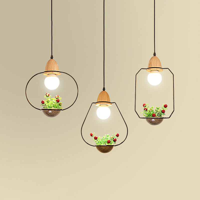 Metal Black Plant Drop Lamp Geometric 3 Heads Industrial LED Cluster Pendant Light for Dining Room Clearhalo 'Art Deco Pendants' 'Black' 'Cast Iron' 'Ceiling Lights' 'Ceramic' 'Crystal' 'Industrial Pendants' 'Industrial' 'Metal' 'Middle Century Pendants' 'Pendant Lights' 'Pendants' 'Rustic Pendants' 'Tiffany' Lighting' 1934181