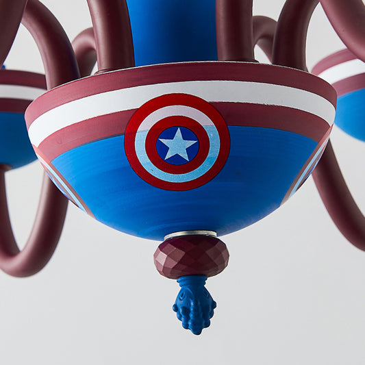 American Stylish Candle Pendant Light Metallic Chandelier in Blue&Red for Boys Bedroom Clearhalo 'Ceiling Lights' 'Chandeliers' Lighting' options 193420