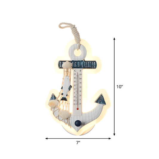 Kids Anchor Wall Mount Light Resin LED Parlor Surface Wall Sconce with Fishing Net Deco in White Clearhalo 'Wall Lamps & Sconces' 'Wall Lights' Lighting' 1934265