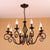 8 Bulbs Curly Arm Pendant Chandelier Vintage Black/White/Blue Metal Ceiling Suspension Lamp for Living Room Black Clearhalo 'Ceiling Lights' 'Chandeliers' Lighting' options 1934353_63993126-bc04-4c7e-81f8-c3b985d4e175