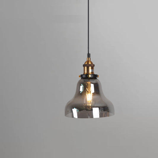 Smoky Grey Glass Pear/Globe Pendant Lamp Retro Style 1 Head Bedside Ceiling Hanging Light in Brass Clearhalo 'Ceiling Lights' 'Glass shade' 'Glass' 'Industrial Pendants' 'Industrial' 'Middle Century Pendants' 'Pendant Lights' 'Pendants' 'Tiffany' Lighting' 1934392