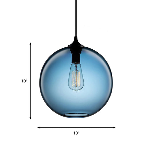 1 Bulb Cylindrical Hanging Light Industrial Clear/Blue/Amber Glass Ceiling Pendant Lamp for Restaurant Clearhalo 'Ceiling Lights' 'Glass shade' 'Glass' 'Industrial Pendants' 'Industrial' 'Middle Century Pendants' 'Pendant Lights' 'Pendants' 'Tiffany' Lighting' 1934414